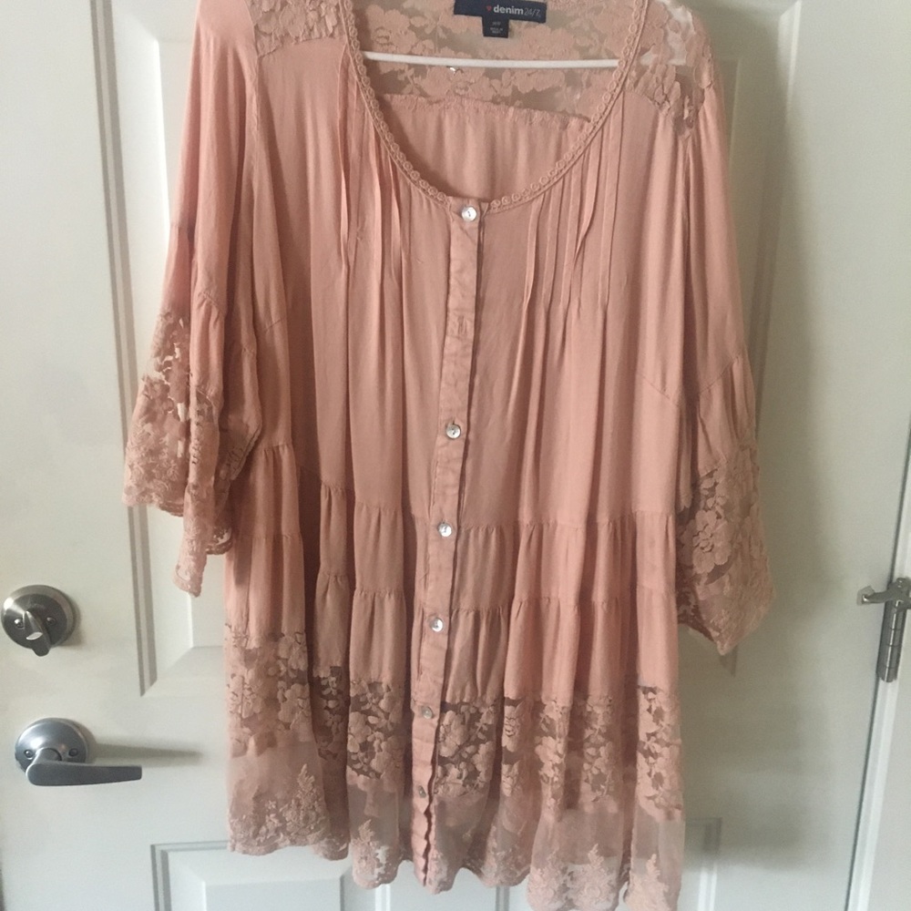 ❤️denim size 18 blouse with lace